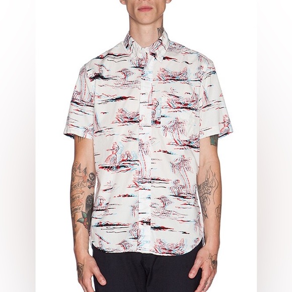 GITMAN BROS. Vintage 3D Hawaiian Print Button-Down Shirt size S - Picture 2 of 8